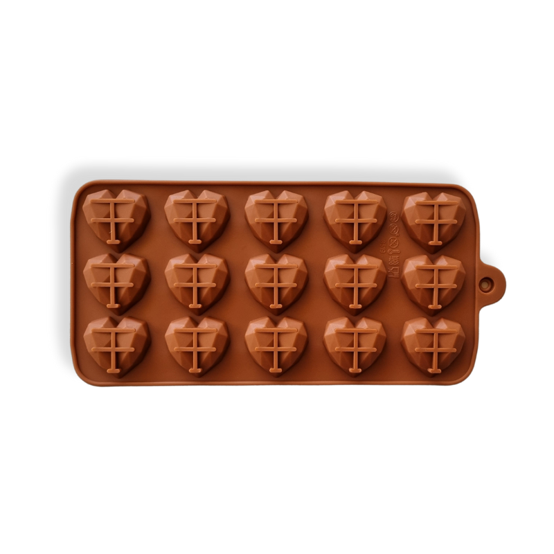 Molde Chocolate 15 Corazones Diamantes