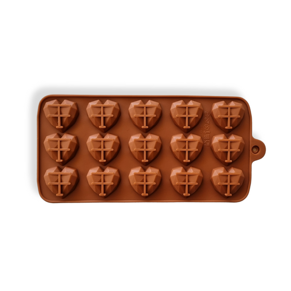 Molde Chocolate 15 Corazones Diamantes