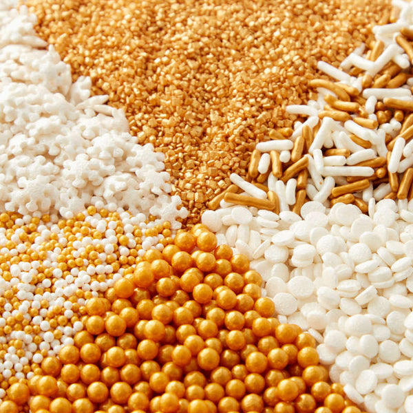 Sprinkles Dorados y Blancos 6 Variedades Wilton 188 GR