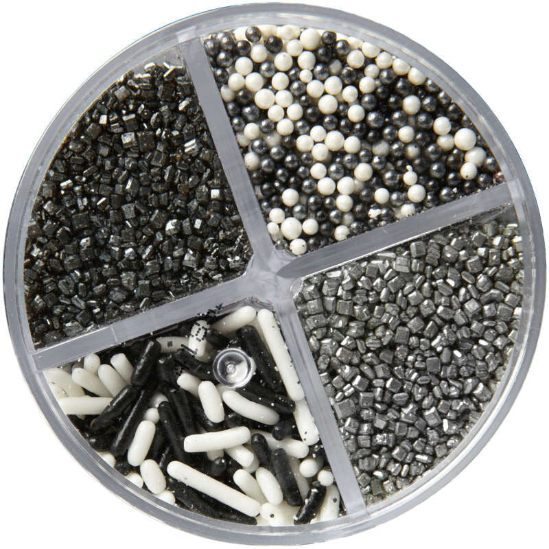 Sprinkles Plateados y Negros 4 Variedades Wilton 108 GR