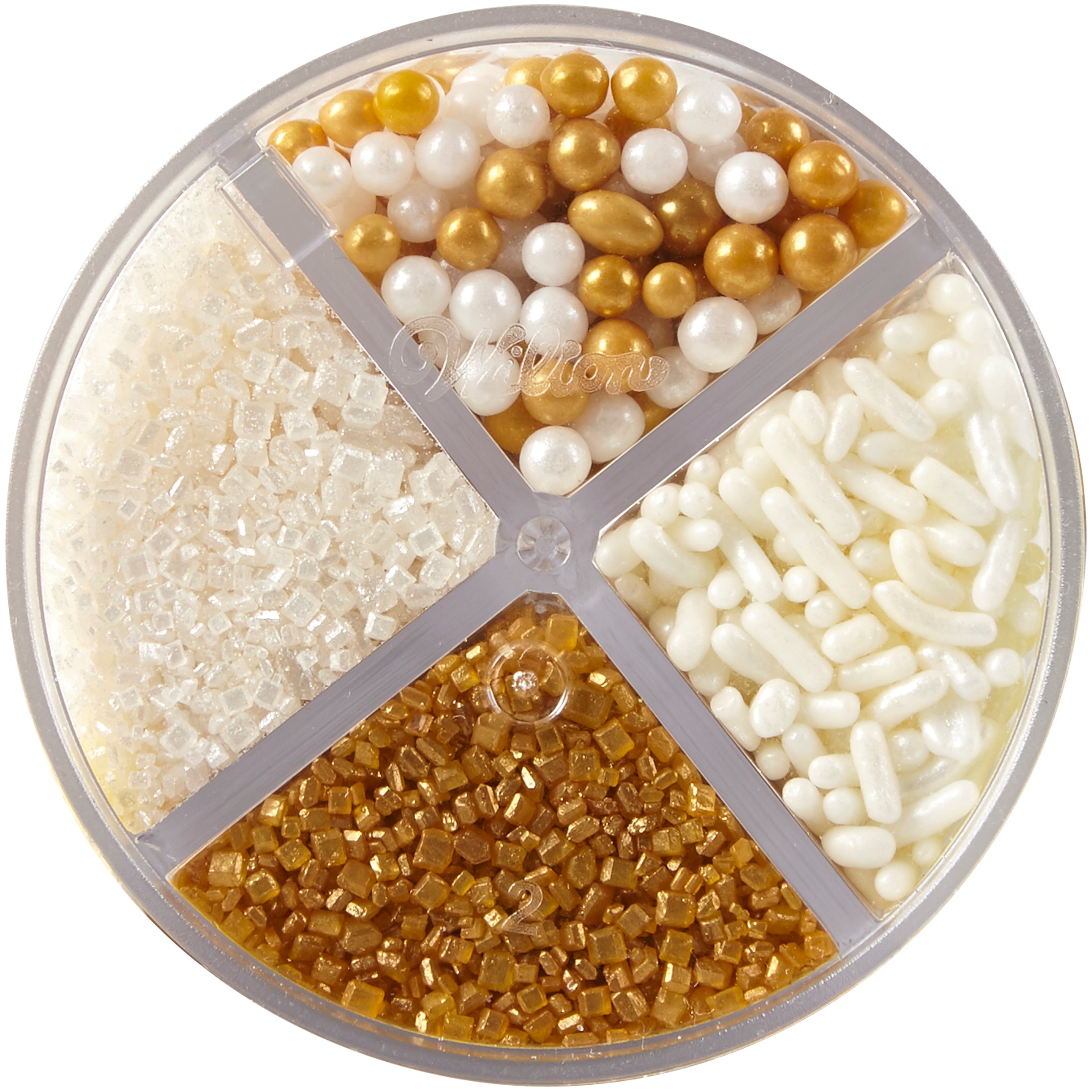 Sprinkles Dorados y Blancos 4 Variedades Wilton 108 GR