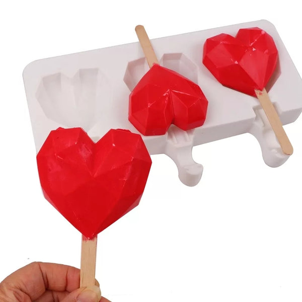Molde Silicona Corazón Diamante Para Paleta