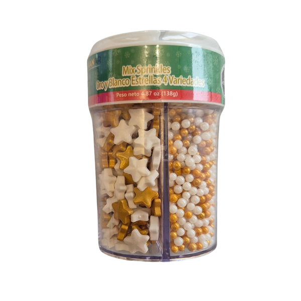 Sprinkles Dorado y Blanco Estrellas 4 Variedades 138 GR