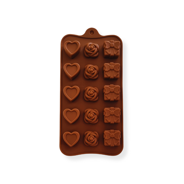 Molde Chocolate Corazón, Flor Y Regalo